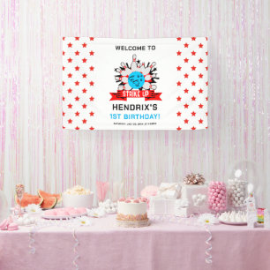 Retro Bowling Kids 1st Birthday Party Banner