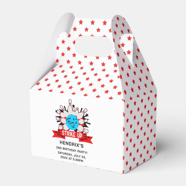 Retro Bowling Kids 1st Birthday Party Favour Box (Front Side)