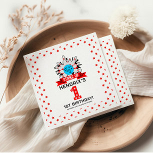 Retro Bowling Kids 1st Birthday Party Napkin