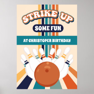 Retro Bowling Kids Birthday Party Sign