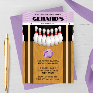 Retro Bowling Lane Birthday Party Invitation