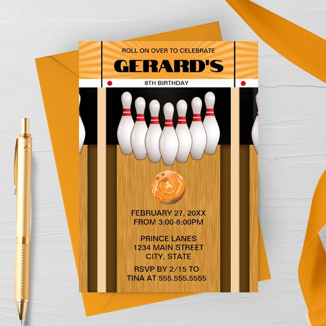 Retro Bowling Lane Birthday Party Invitation (Creator Uploaded)