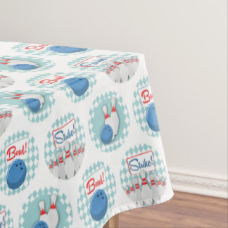 Retro Bowling Pattern Bowling Ball Pins Tablecloth