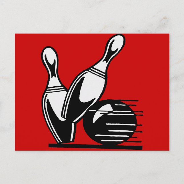 Retro Bowling Pins Customisable Postcard (Front)