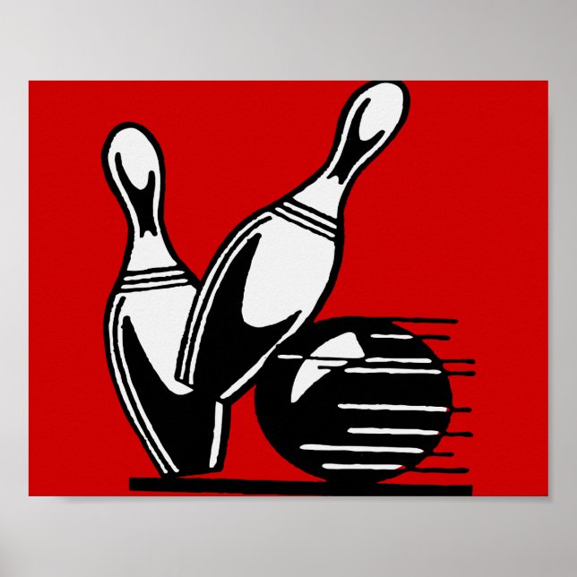 Retro Bowling Pins Customisable Poster (Front)