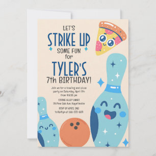 Retro Bowling & Pizza Birthday Invitation