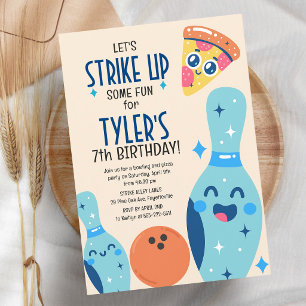 Retro Bowling & Pizza Birthday Invitation