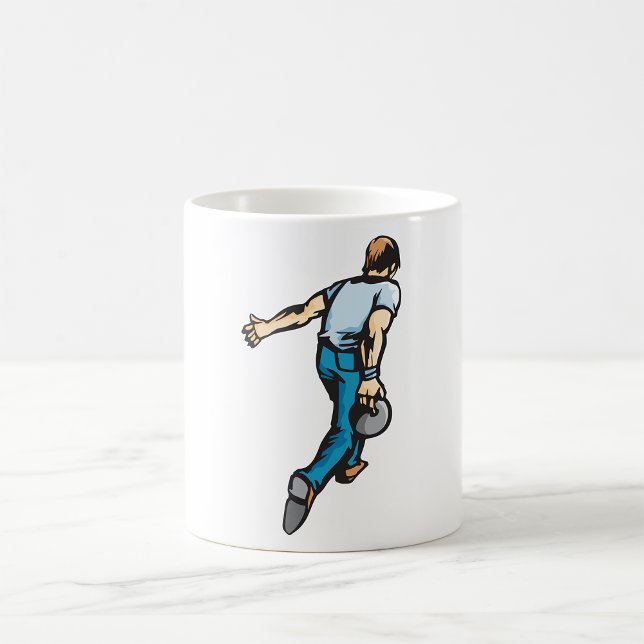Retro Bowling Player Throwing Ball Coffee Mug (Creator Uploaded)