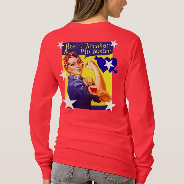 Retro Bowling Style Shirt Rosie The Riveter Heart (Back)