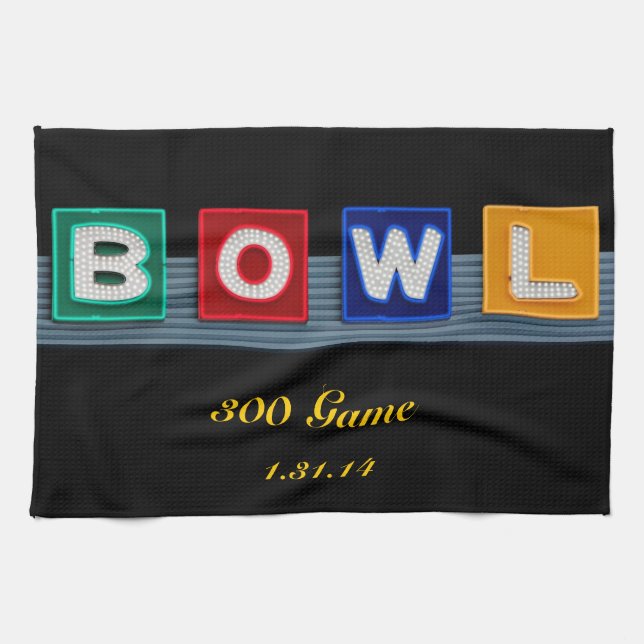 Retro Bowling Tea Towel (Horizontal)