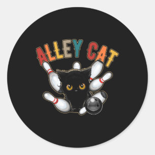 Retro Bowling Tee Vintage Bowler Alley-cat Vintage Classic Round Sticker