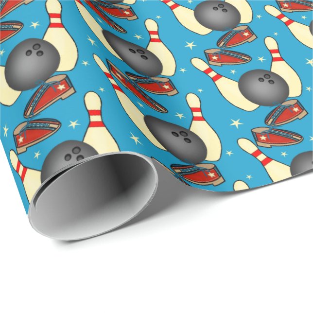 Retro Bowling  Wrapping Paper (Roll Corner)