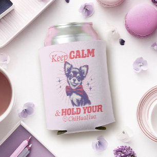 Retro Bowtie Chihuahua Graphic - Keep Calm Quote Can Cooler