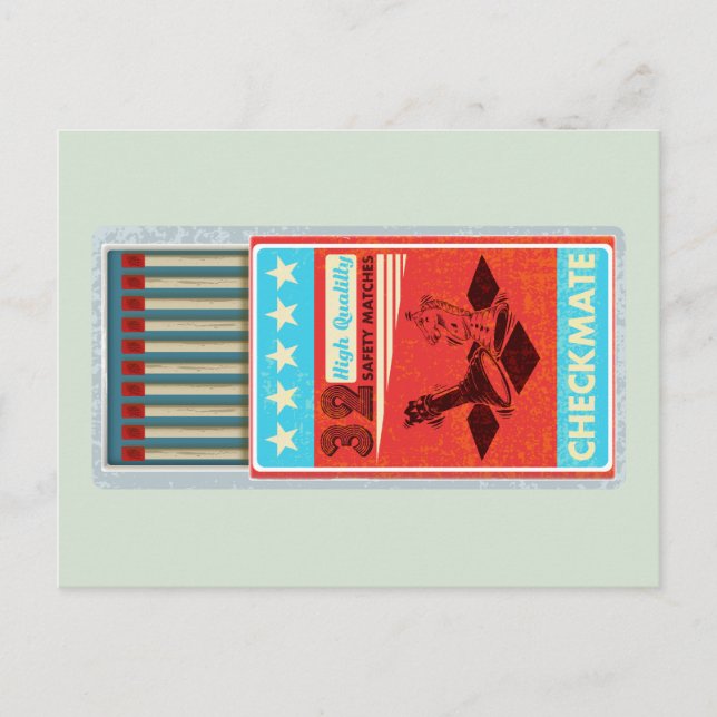 Retro box of matches pop art postcard (Front)