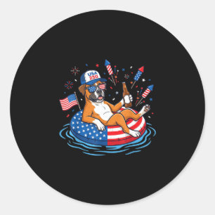 Retro boxer beer usa 250th anniversary 4th of july classic round sticker