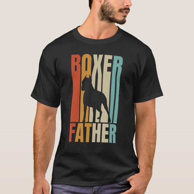 Retro Boxer Father  Cool Dog Dad T-Shirt (Front)