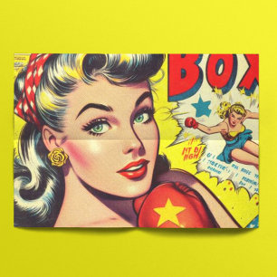 Retro Boxing Girl Comics Tissue Paper