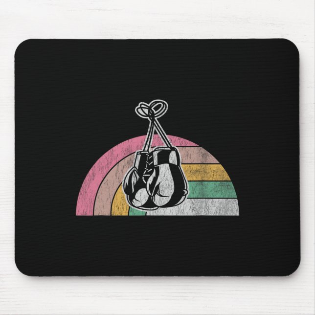 Retro Boxing Gloves Rainbow Vibes  Mouse Pad (Front)