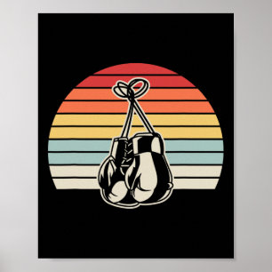 Retro Boxing Gloves Sunset Design 1 Poster