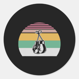Retro Boxing Gloves Sunset Design 2  Classic Round Sticker