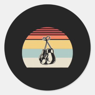 Retro Boxing Gloves Vintage Sunset Sport Classic Round Sticker