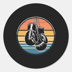 Retro Boxing Hanging Gloves Kickboxing Boxing Love Classic Round Sticker