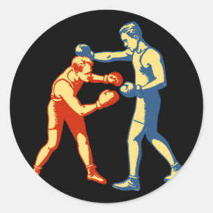 Retro Boxing Men Classic Round Sticker