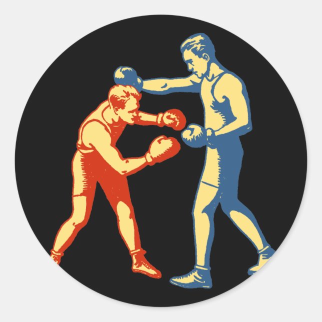 Retro Boxing Men Classic Round Sticker (Front)
