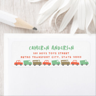 Retro Boys Toys Fun Transport Birthday Address