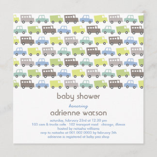 Retro Boys Toys Transport Baby Shower Invitation