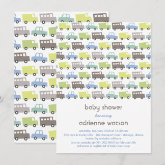 Retro Boys Toys Transport Baby Shower Invitation