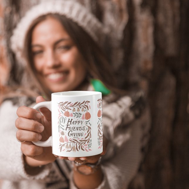 Retro branches leaves pumpkins fall Thanksgiving Coffee Mug (Creator Uploaded)