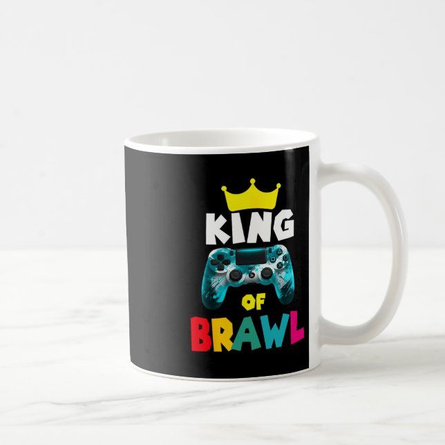 Retro Brawl King Gamer Gaming Brawler Brawl Funny  Coffee Mug (Right)