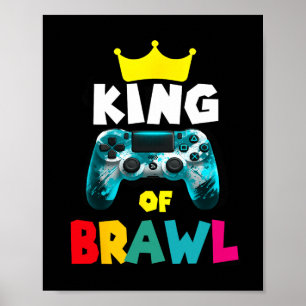 Retro Brawl King Gamer Gaming Brawler Brawl Funny Poster