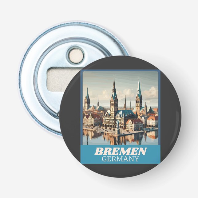 Retro Bremen Skyline  Bottle Opener (Front)