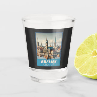 Retro Bremen Skyline Shot Glass