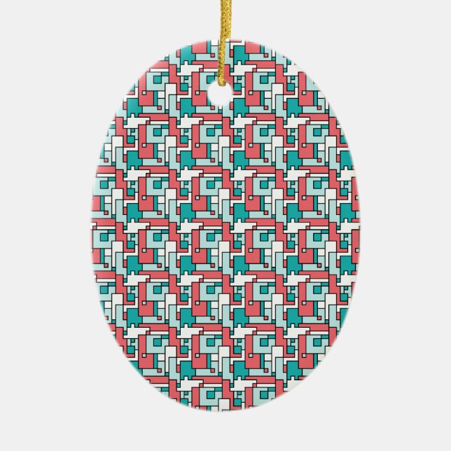 Retro Brick Pattern Ceramic Tree Decoration (Front)