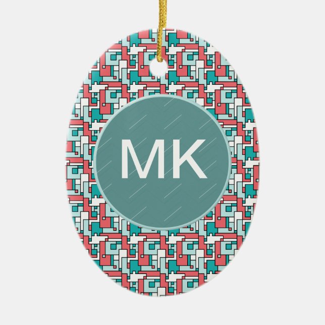 Retro Brick Pattern Ceramic Tree Decoration (Front)