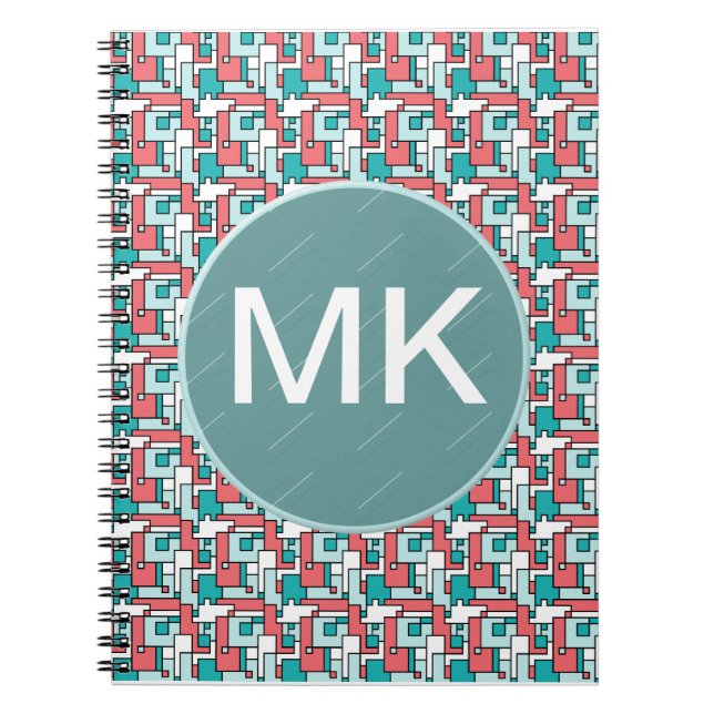 Retro Brick Pattern Spiral Notebook (Front)