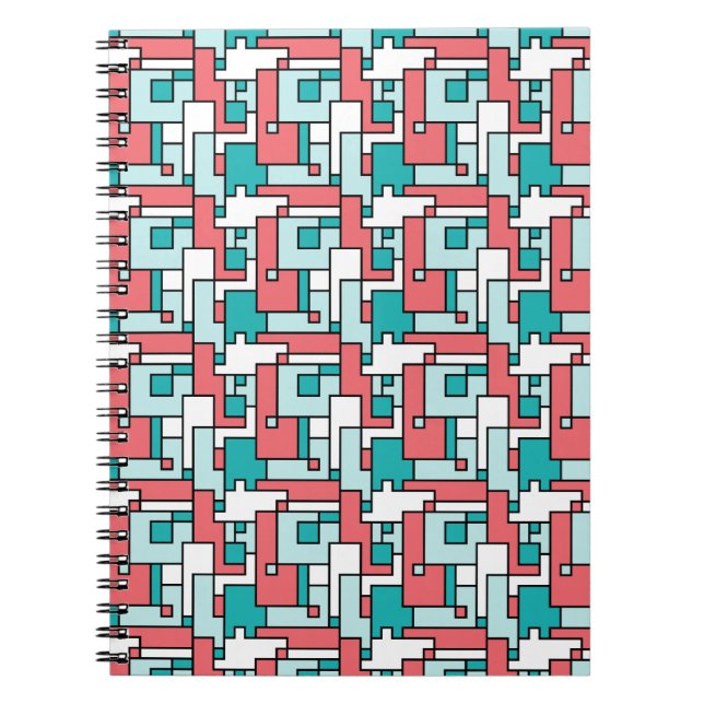 Retro Brick Pattern Spiral Notebook (Front)