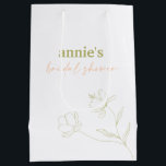 Retro Bridal Shower Gift Favour Swag Bag A115<br><div class="desc">Our paper gift bag combines retro style lettering and modern line art flowers - a beautiful way to share gifts or party favours with guests at your bridal shower. This item is part of our Annie wedding collection A115,  please visit our store to view coordinating items.</div>