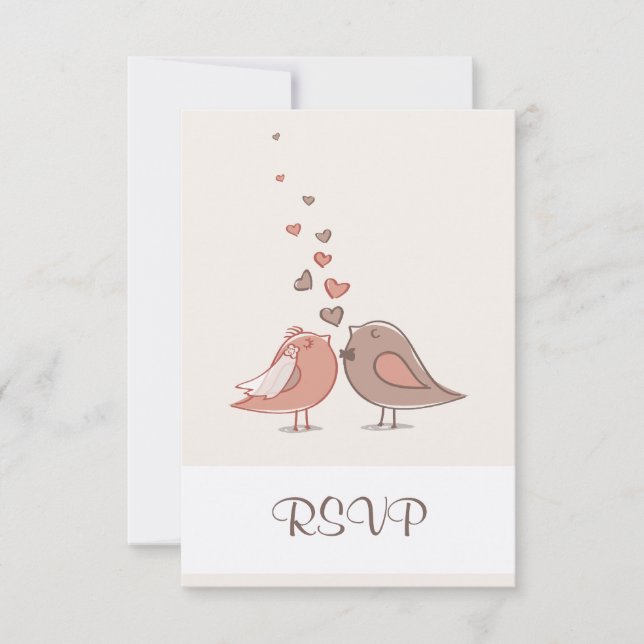 Retro Bride and Groom Birds RSVP Card (Front)