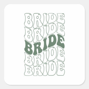 Retro Bride Bridesmaid Square Sticker