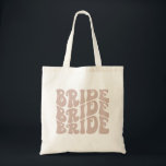 retro bride tote bag bachelorette tote bride pink<br><div class="desc">This retro tote bag features a funky font with a groovy layout. Edit all colours tot make this tote bag completely fit your event   personal style!</div>
