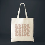 retro bride tote bag bachelorette tote bride pink<br><div class="desc">This retro tote bag features a funky font with a groovy layout. Edit all colours tot make this tote bag completely fit your event   personal style!</div>