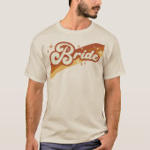 Retro Bride Typography Summer Rainbow Wedding T-Sh T-Shirt (Front)