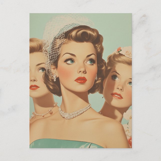 Retro Bridesmaids in Style Postcard (Front)