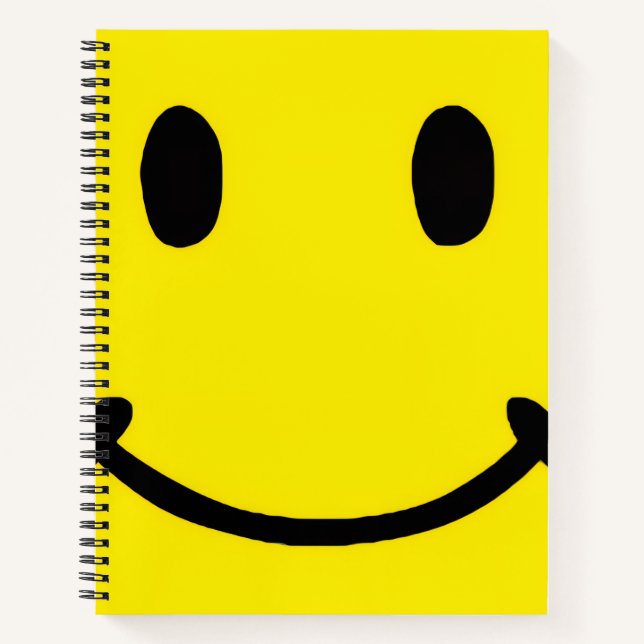 Retro Bright Big Yellow Smile Face Notebook (Front)