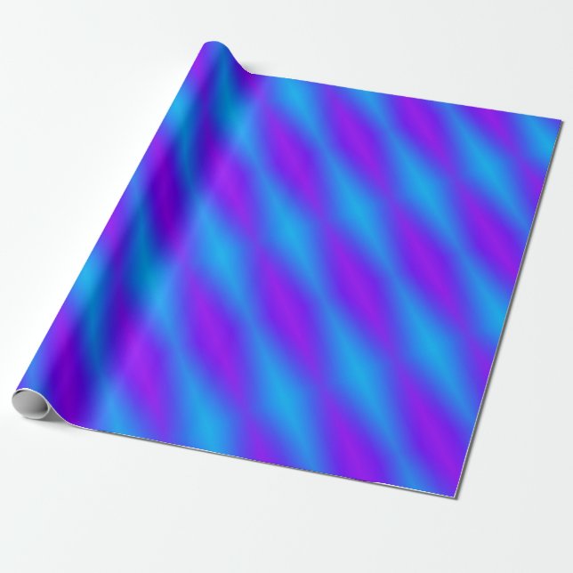 Retro Bright Blue & Purple Harlequin Wrapping Paper (Unrolled)