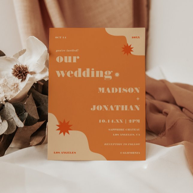 Retro Bright & Bold Summer Wedding Invitation (Creator Uploaded)